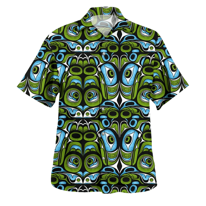 Frog Pacific Northwest Style Hawaii Shirt Native American Haida Art Spirit Frog Clothing