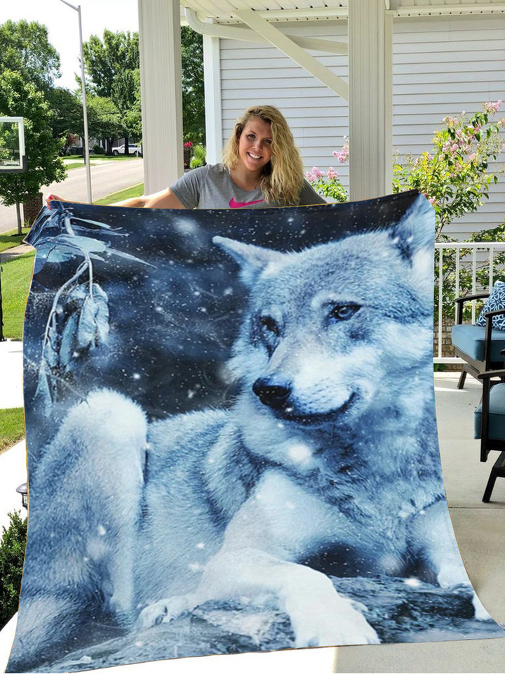 Snow Wolf Blanket Animal Lover Throw Blanket Living Room Decor Ideas