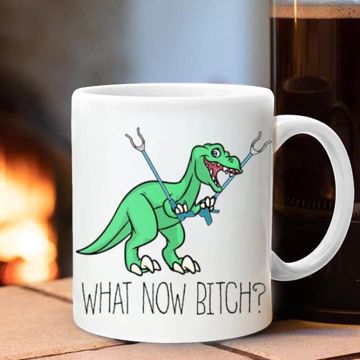 T-rex What Now Bitch Mug Humor Saying Dinosaur Mug Gifts For Him Her