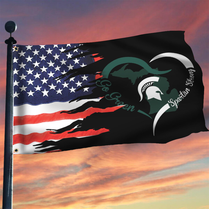 Spartan Strong American Flag MSU Go Green Spartan Strong Flag Front Lawn Decor