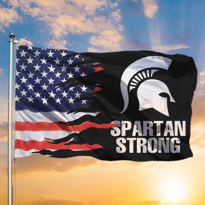 Spartan Strong And American Flag Honor Michigan State Spartan Strong Flag