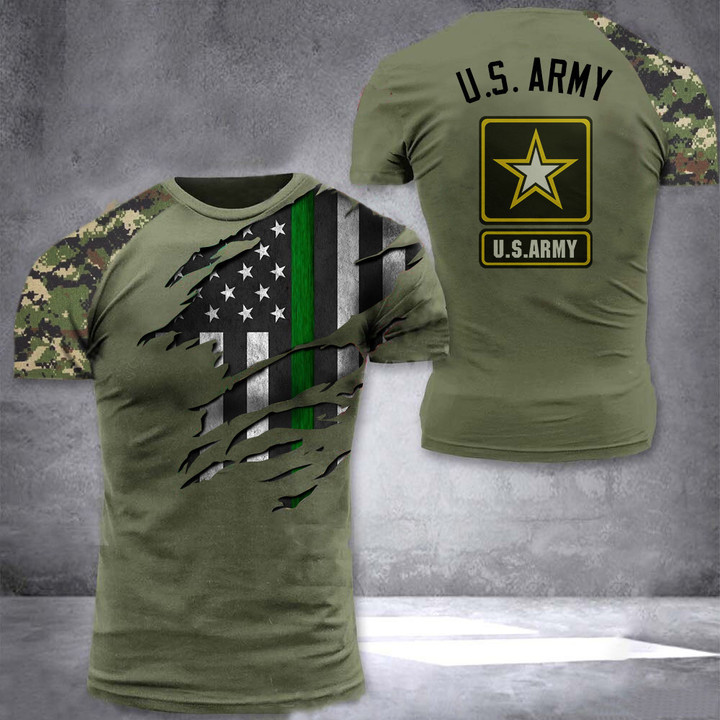 United States Army Shirt Proud US Thin Green Line T-Shirt Gifts For Military Men