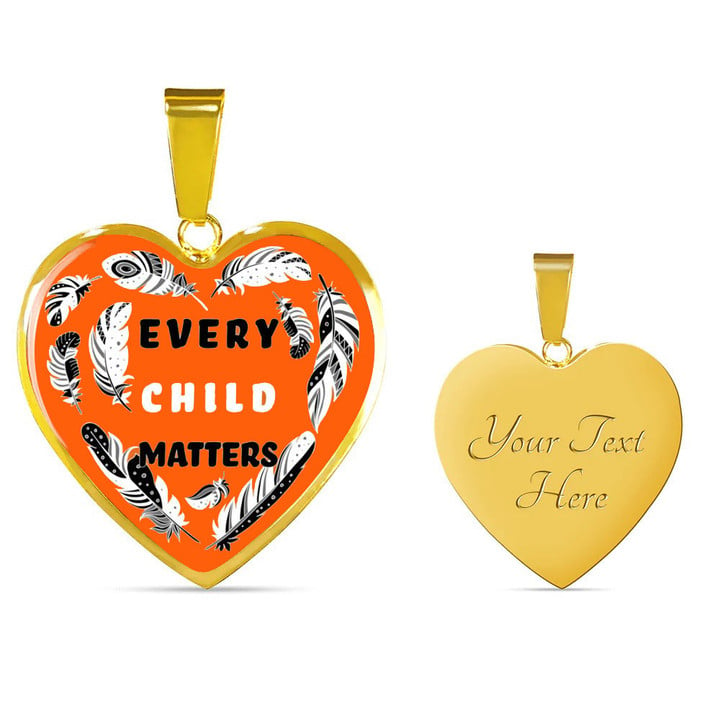 Personalized Every Child Matters Heart Necklace Canada Orange Day Movement Merch