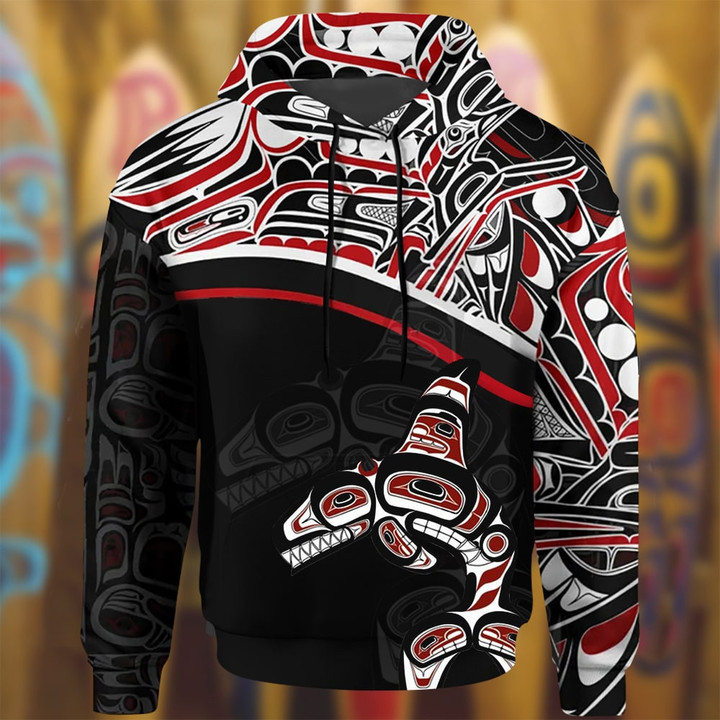Orcas Haida Art Spirit Native American Hoodie Pacific Northwest Style Clothing