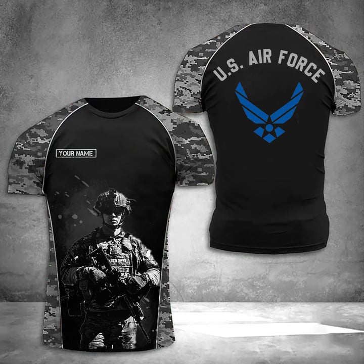 Personalized US Air Force Shirt USAF Logo Camo T-Shirt Gifts For Military