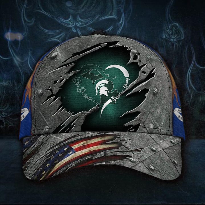 Spartan Strong Hat Michigan State And American Flag Go Green Spartan Strong Merch Gifts For Him
