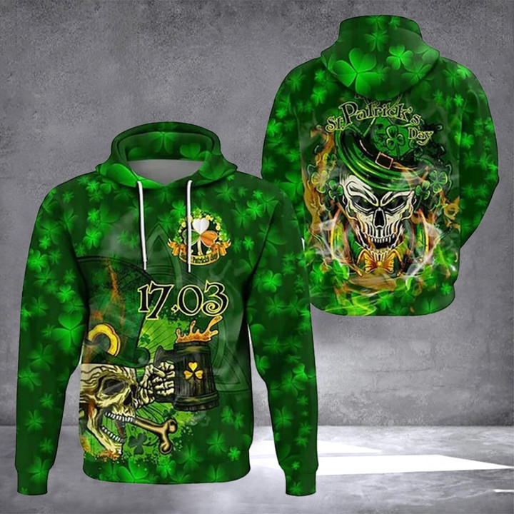 17 March St Patrick's Day Hoodie Happy St Patty's Day Skull hoodie Gifts For Uncle