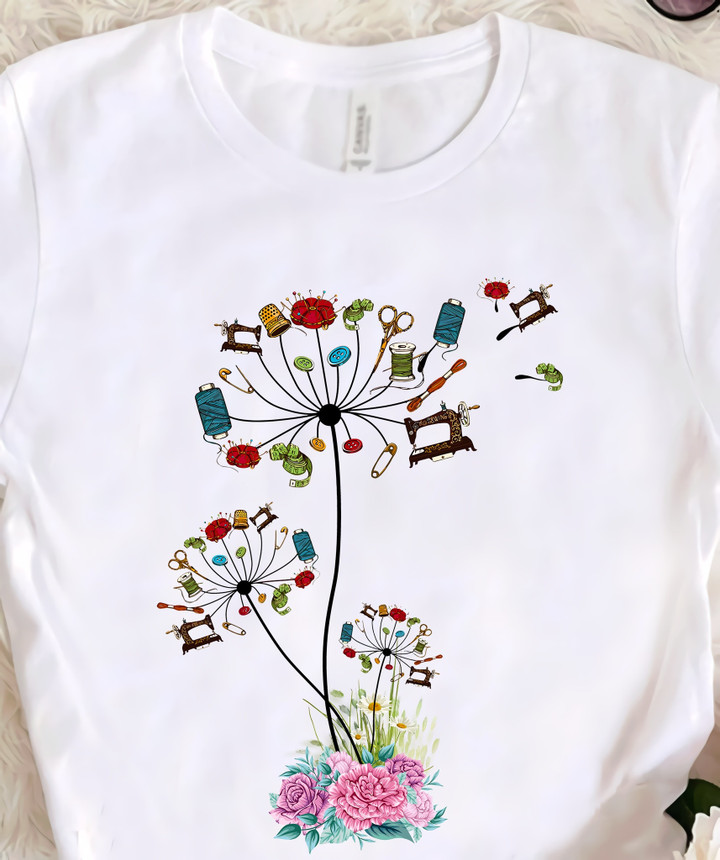 Sewing Flowers T-Shirt Womens Ladies Gifts For Sewing Lovers Sewers Ideas