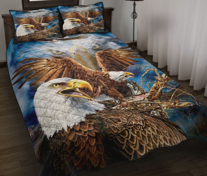 Bald Eagle Quilt Bedding Set Beautiful Art American Eagle Duvet Cover Gift Ideas