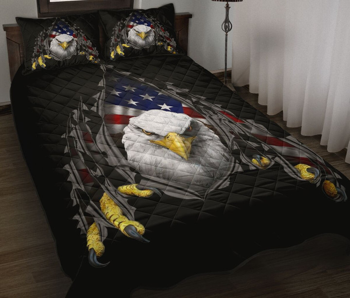 Claw American Eagle Quilt Bedding Set Patriotic USA Bald Eagle Bed Sheets