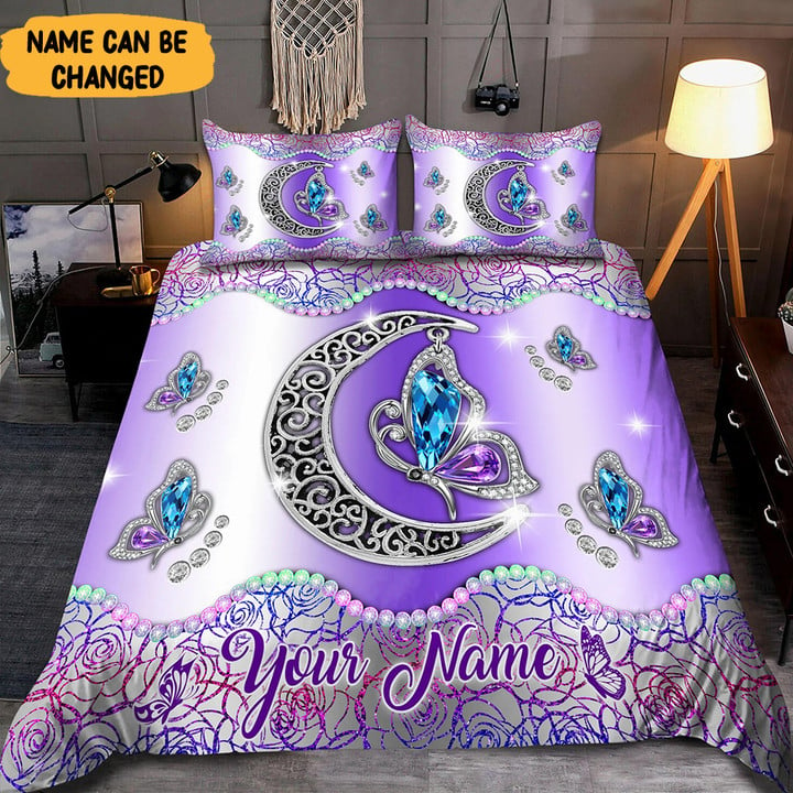 Personalized Crystal Butterfly Bedding Set Duvet Cover Set Bedroom Home Decor