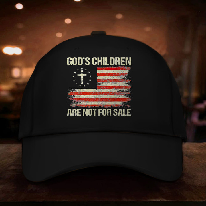 God's Children Are Not For Sale Hat American Flag Christian Cross Faith Baseball Cap