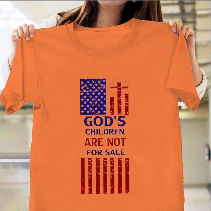 God's Children Are Not For Sale Shirt Christian Cross American Flag T-Shirt Apparel
