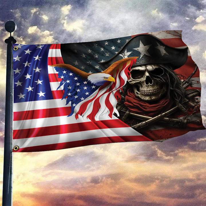 Pirate Flag Patriotic Eagle Pirate Skull American Flag Outdoor Garden Decor