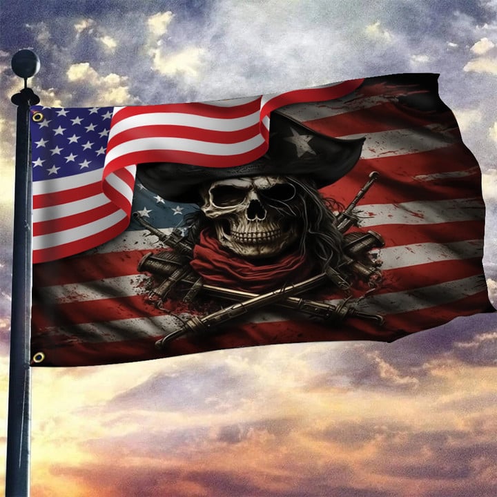 Pirate Skull American Flag Patriotic Skull And Crossbones Flag Front Patio Decor Ideas