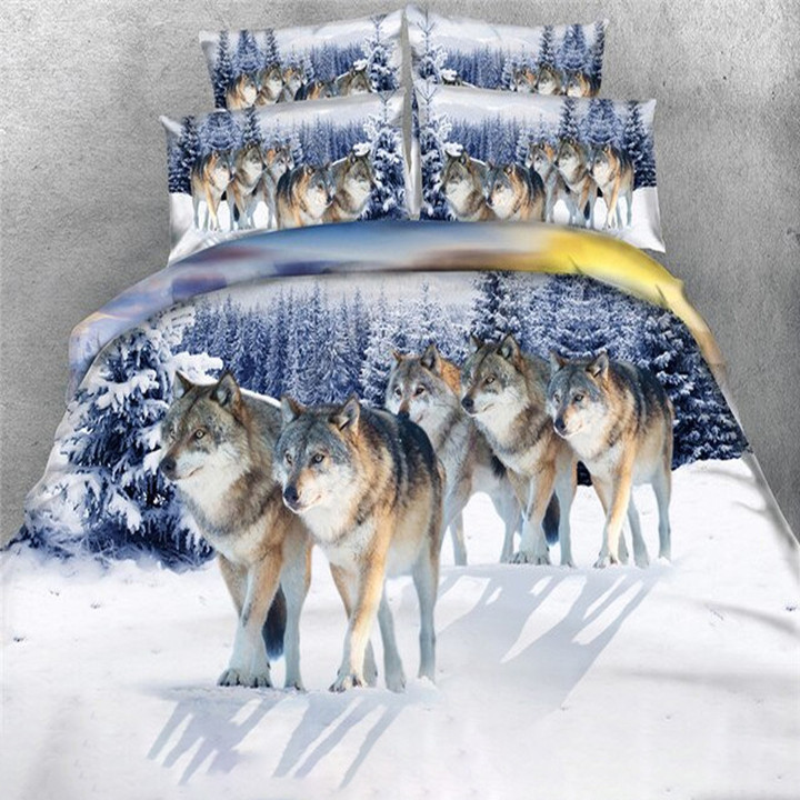 Snow Wolf Bedding Set Duvet Cover Merchandise Best Wolf Themed Inspired Gift Ideas