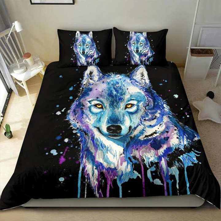 Wolf Drip Bedding Set 3D Print Art Wolf Christmas Gifts For Wolf Lovers