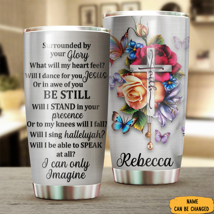 Personalized Floral I Can Only Imagine Faith Tumbler Christian Graduation Gifts