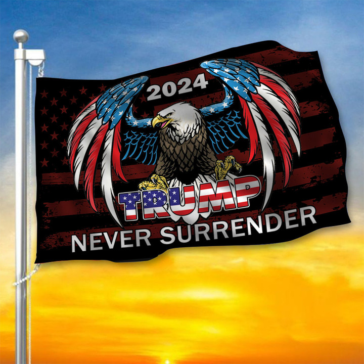 Trump 2024 Never Surrender Flag American Eagle Trump Flag For Republican Supporters