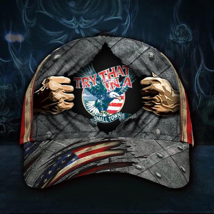 Try That In A Small Town Hat American Eagle I Stand With Aldean Country Music Gift For Fans
