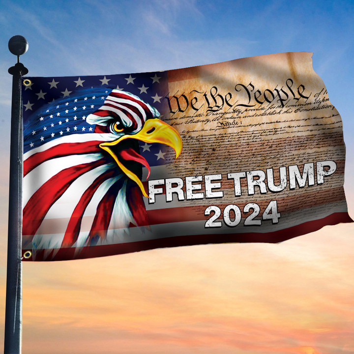 Free Trump 2024 Flag American Eagle We The People Trump For President Political Flag MAGA