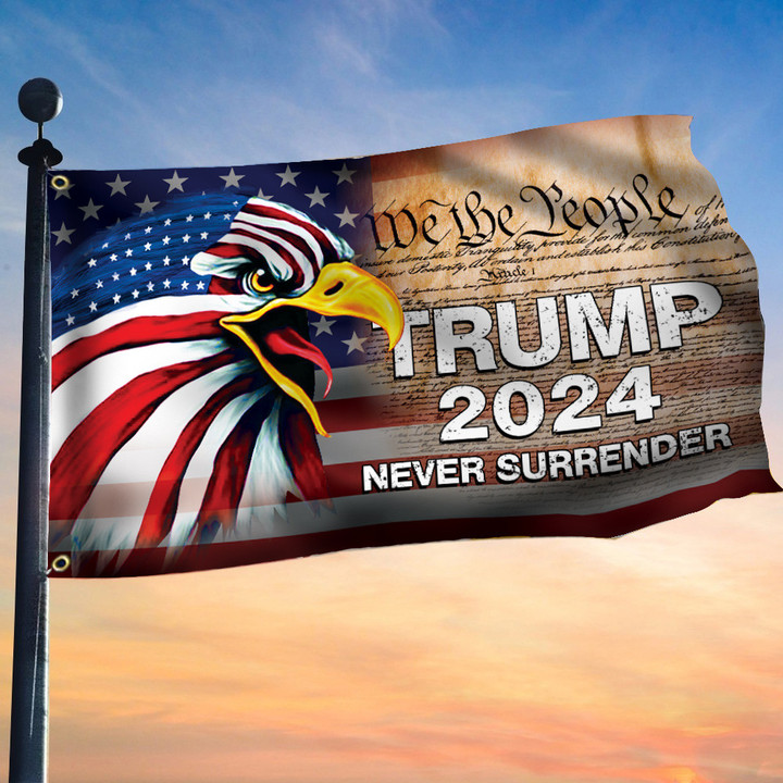 Trump 2024 Never Surrender Flag American Eagle We The People Trump For President Merch