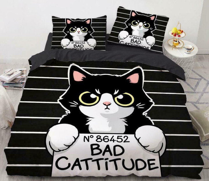 Cat Bad Cattitude Bedding Set Duvet Cute Gift Ideas For Cat Lovers For Her