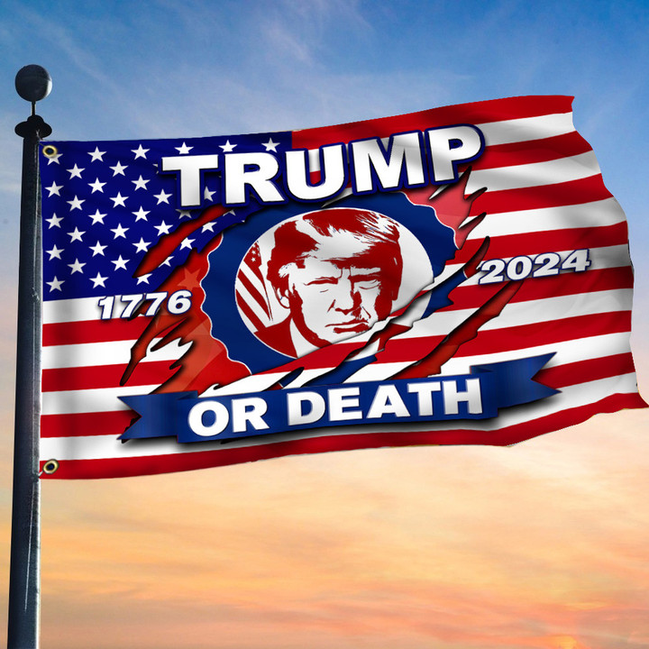Trump Or Death Flag 1776 2024 Trump Mug Shot Merchandise American Flag Presidential Campaign