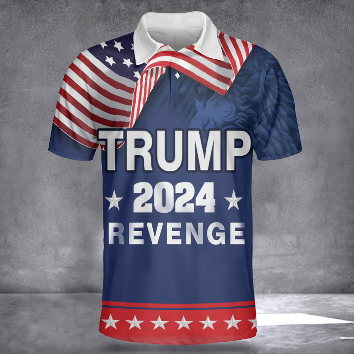 Trump 2024 Revenge Polo Shirt Donald Trump Merch MAGA 2024 Clothing Gifts For Republicans