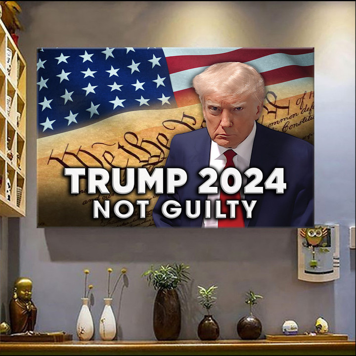 Not Guilty Trump 2024 Poster We The People Donald Trump Mugshot Merch For Gun Supporters