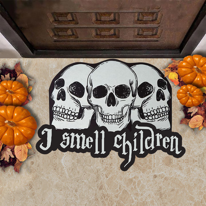 I Smell Children Skull Shaped Doormat Entry Floor Mats Halloween Decor Ideas