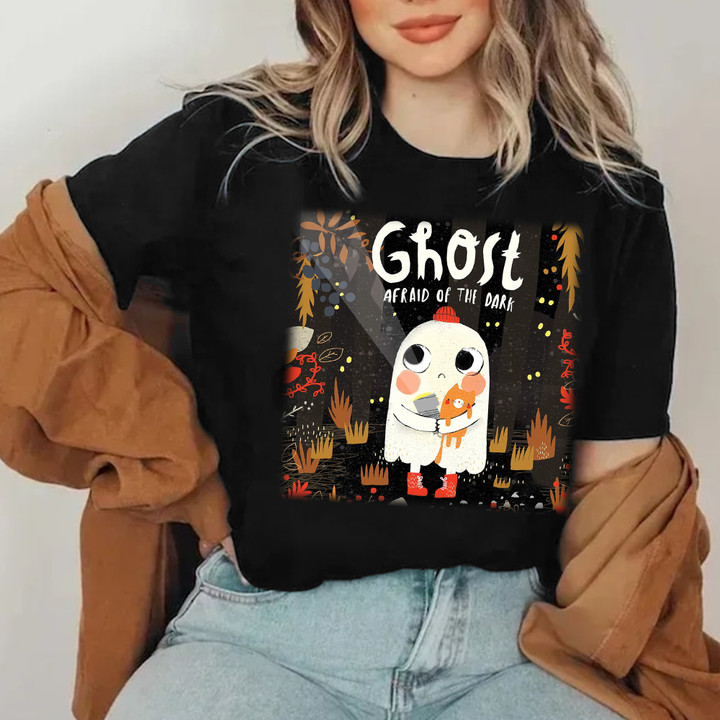 Ghost Afraid Of The Dark T-Shirt Cute Halloween Shirts Gifts For Nephew
