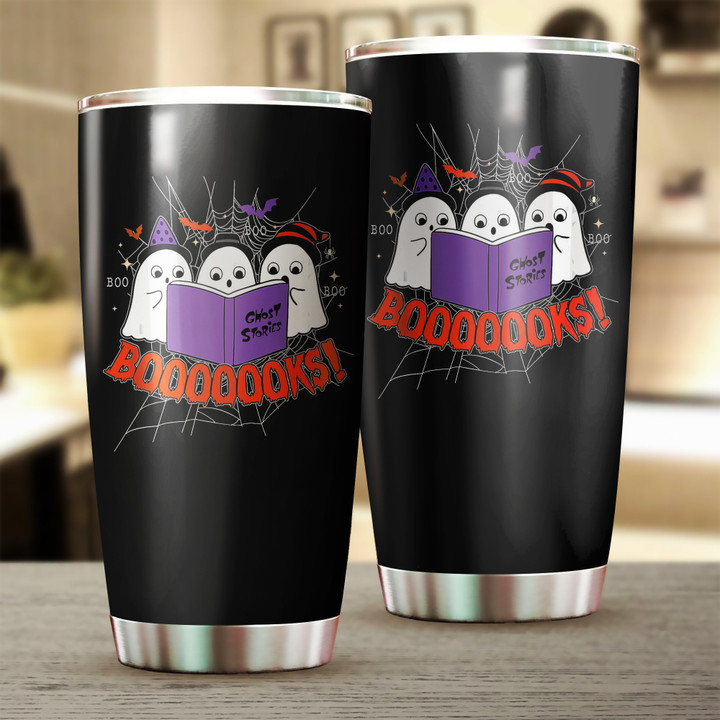 Ghosts Reading Books Tumbler Boo Boo Cute Halloween Merch Gifts For Book Lovers
