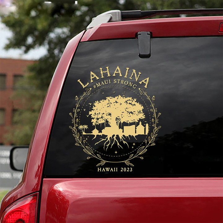 Maui Strong Car Sticker White Maui Hawaii 2023 Wildfire Lahaina Strong Merchandise