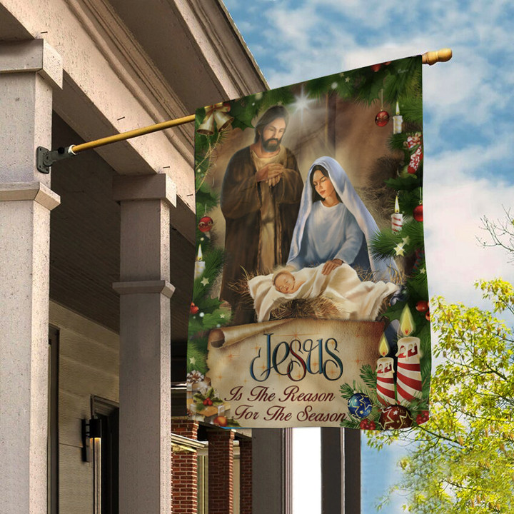 Jesus Is The Reason For The Season Flag Merry Christmas Flag Christian Merch