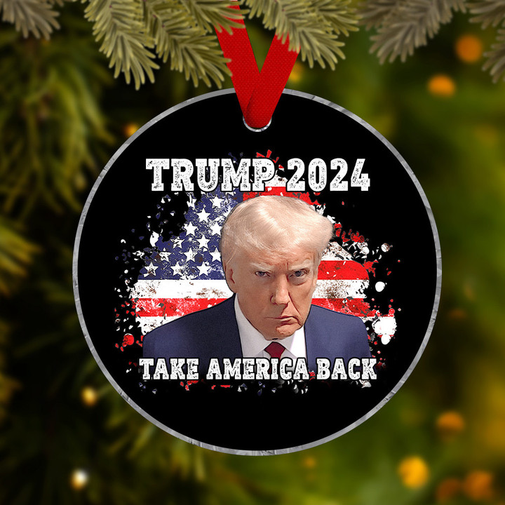 Donald Trump Mugshot Ornament Take America Back Trump 2024 Merch Christmas Tree Decorations