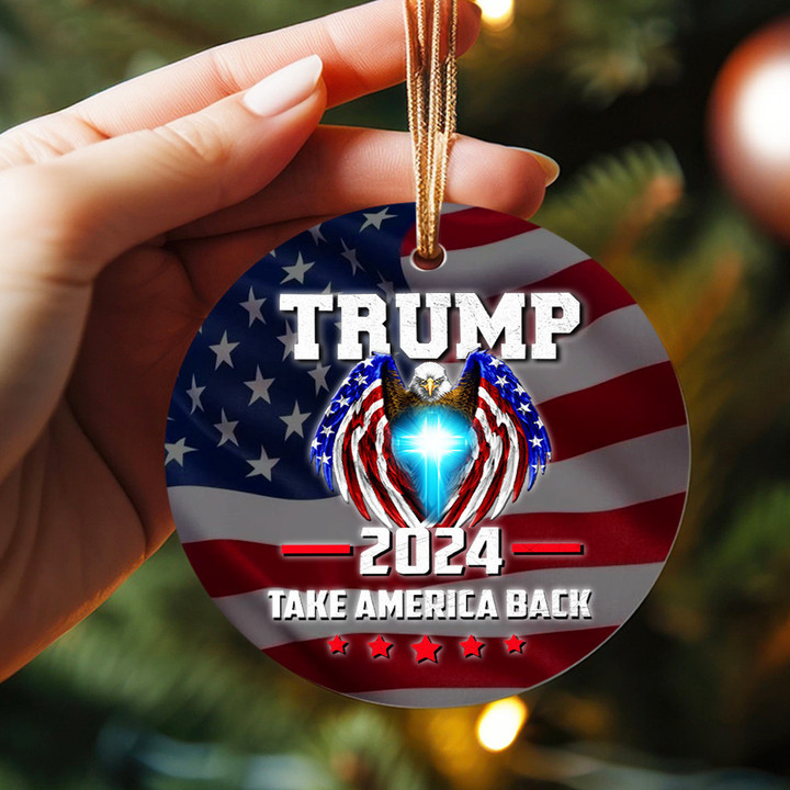 Take America Back Trump 2024 Ornament US Eagle Christian Donald Trump Merch Xmas Ornaments