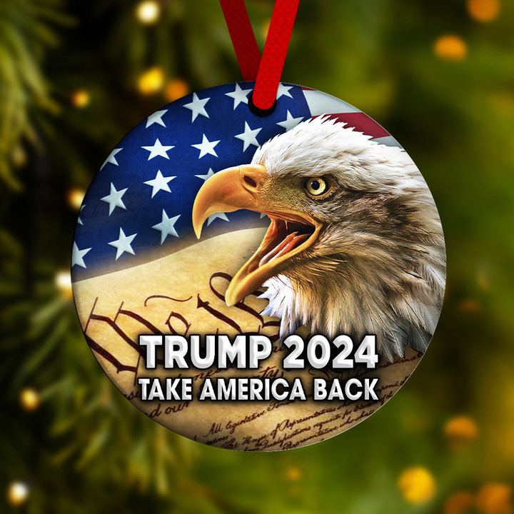 Trump 2024 Ornament Take America Back Bald Eagle Trump Campaign Merchandise Xmas Tree Decor
