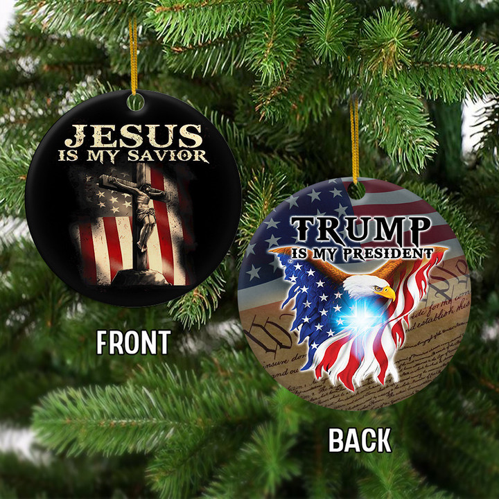 Trump Is My President Jesus Is My Savior Ornament Patriotic Christmas Tree Decorations 2023
