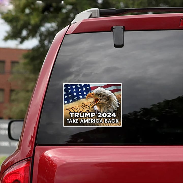 Trump 2024 Car Sticker Take America Back Patriotic Eagle Trump Campaign Merchandise