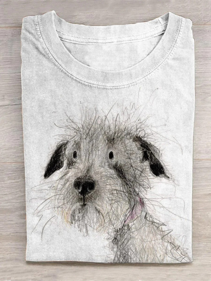 Dog Portrait Art Pattern Print T-Shirt Dog Lover Shirts Gifts For Him Her