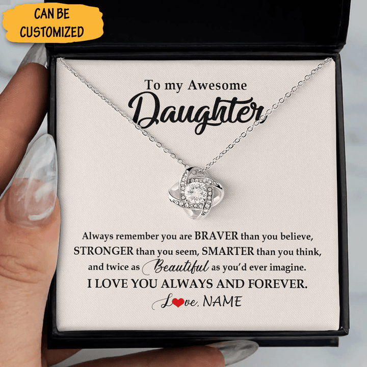 Custom To My Awesome Daughter Necklace Sterling Silver Love Knot Necklace Gifts For Adult Daughters Christmas