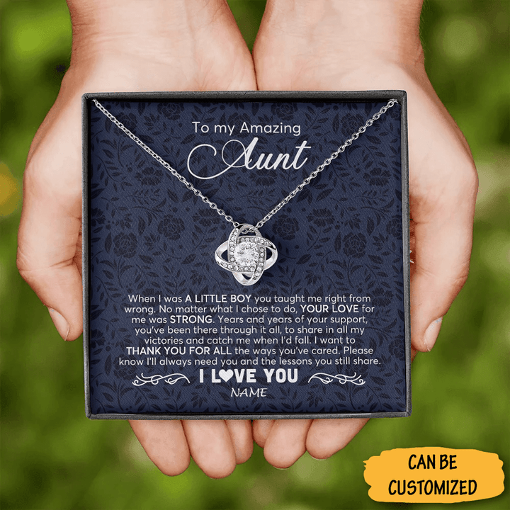 Personalized To My Amazing Aunt Necklace Sterling Silver Love Knot Necklace Auntie Birthday Gifts From Nephew