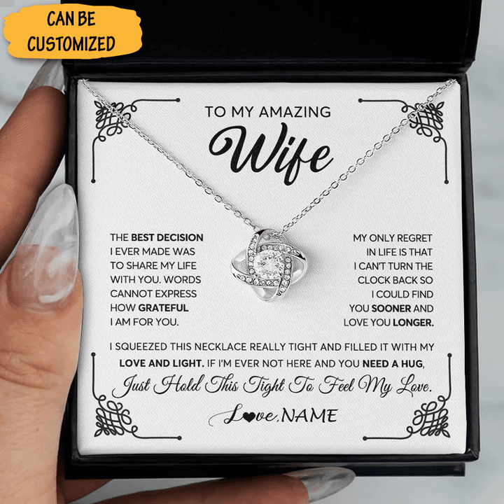 Personalized To My Amazing Wife Necklace Love Knot Silver Necklace Valentine Christmas Special Gift For Wife