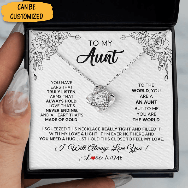 Personalized To My Aunt Necklace Love Knot Silver Necklace With Message Card Gifts For Elderly Aunt
