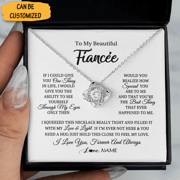 Personalized To My Beautiful Fiancee Necklace Sterling Silver Love Knot Jewellery Box Engagement Gift For Fiancee