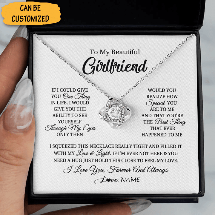 Personalized To My Beautiful Girlfriend I Love You Necklace Love Knot Necklace Romantic Birthday Gifts For Her