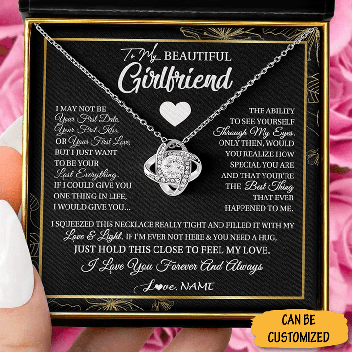 Personalized To My Beautiful Girlfriend Necklace Love Knot Necklace Best Simple Gift For Girlfriend Christmas