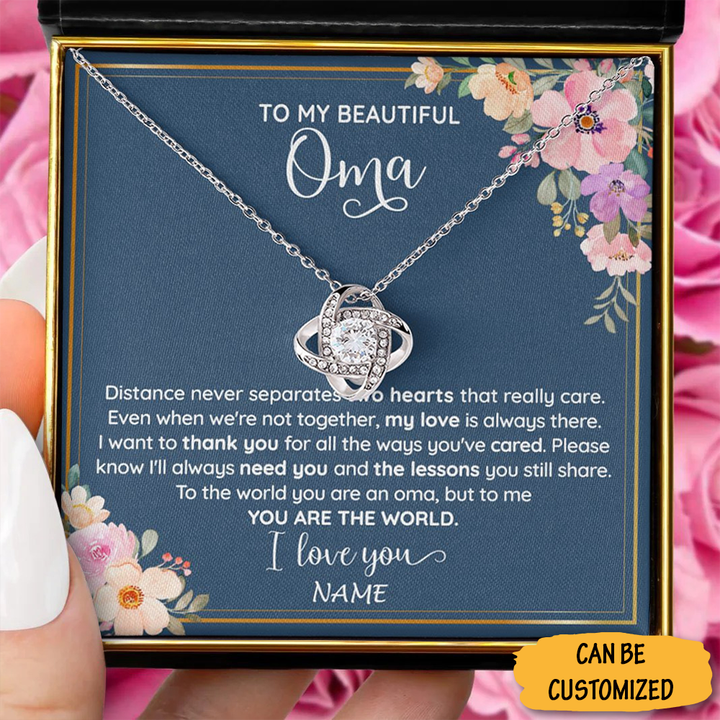 Personalized To My Beautiful Oma Necklace Sterling Love Knot Silver Necklace Christmas Gifts For Oma