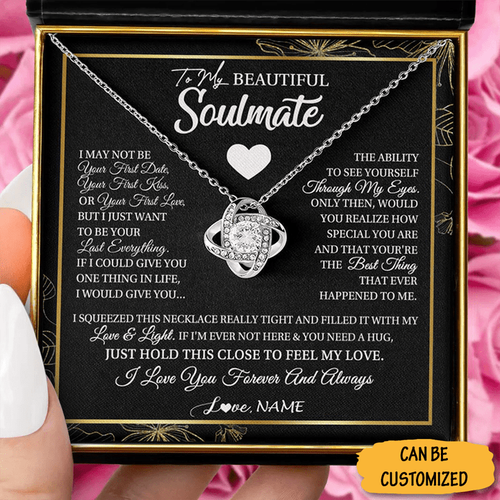 Personalized To My Beautiful Soulmate Necklace Forever Love Knot Necklace Messages Best Gift For Your Soulmate